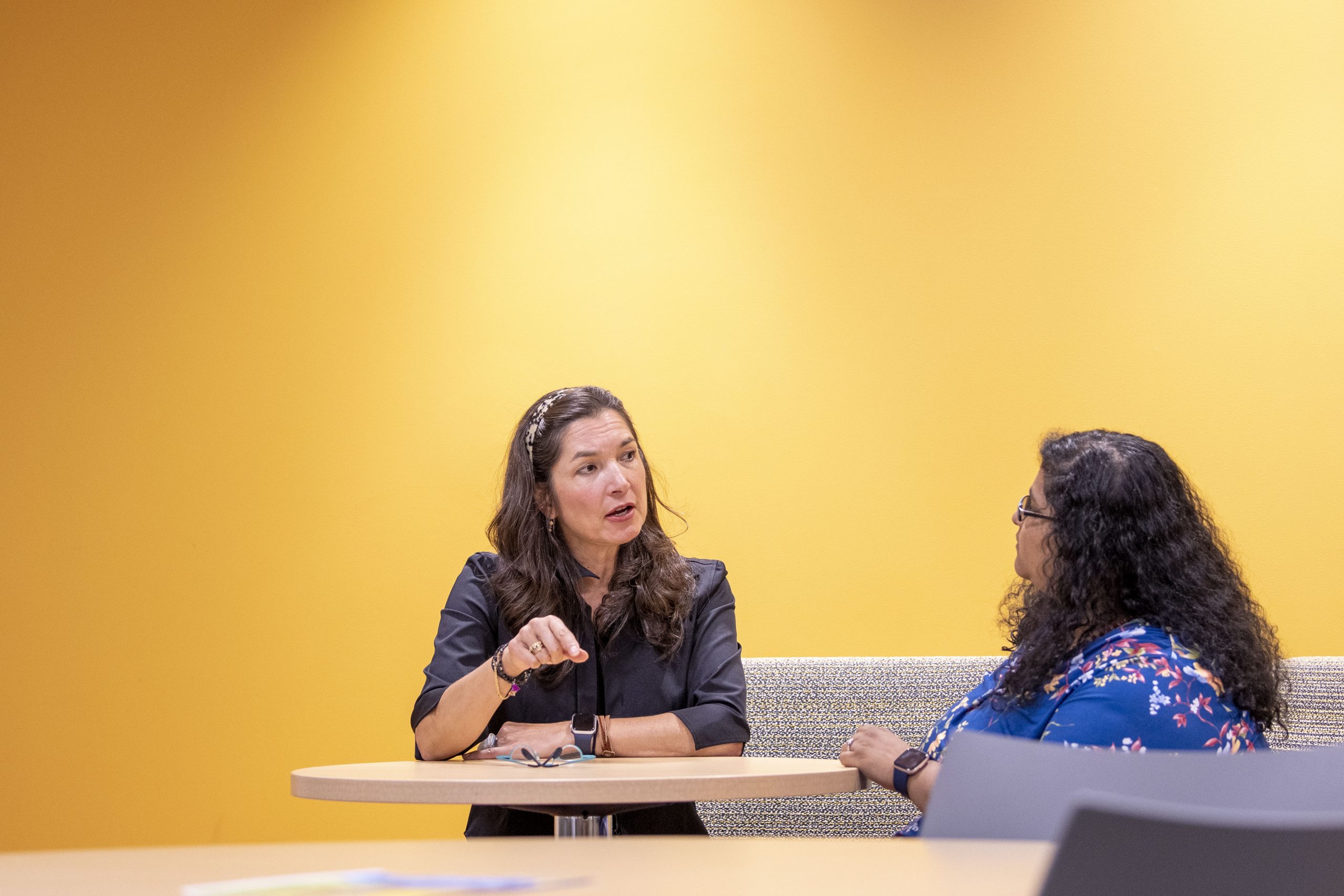 Professor talking with a student
