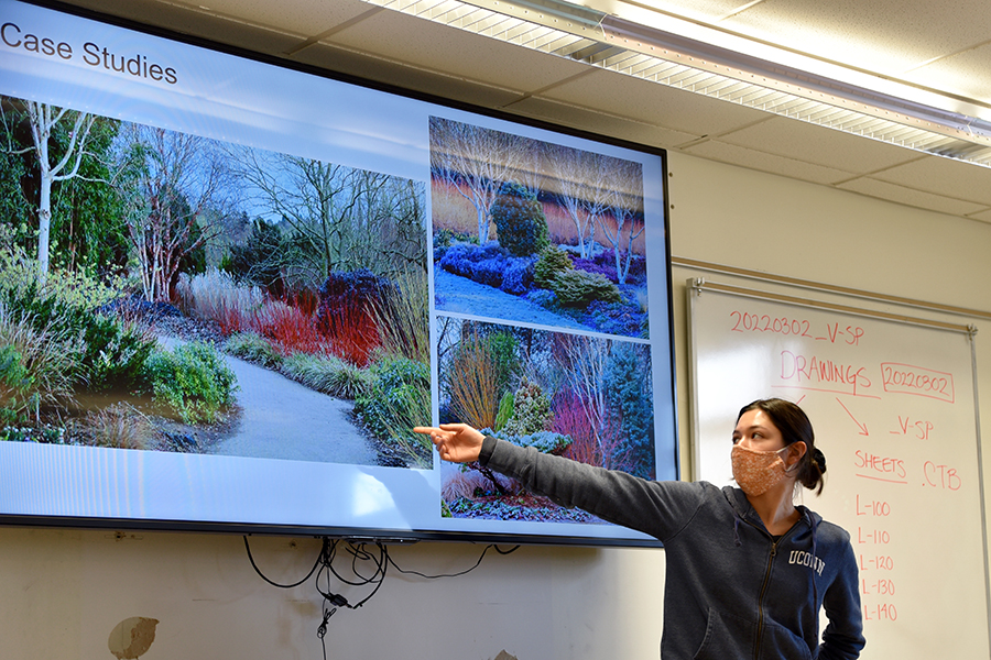 Lanscape architecture student presents slideshow